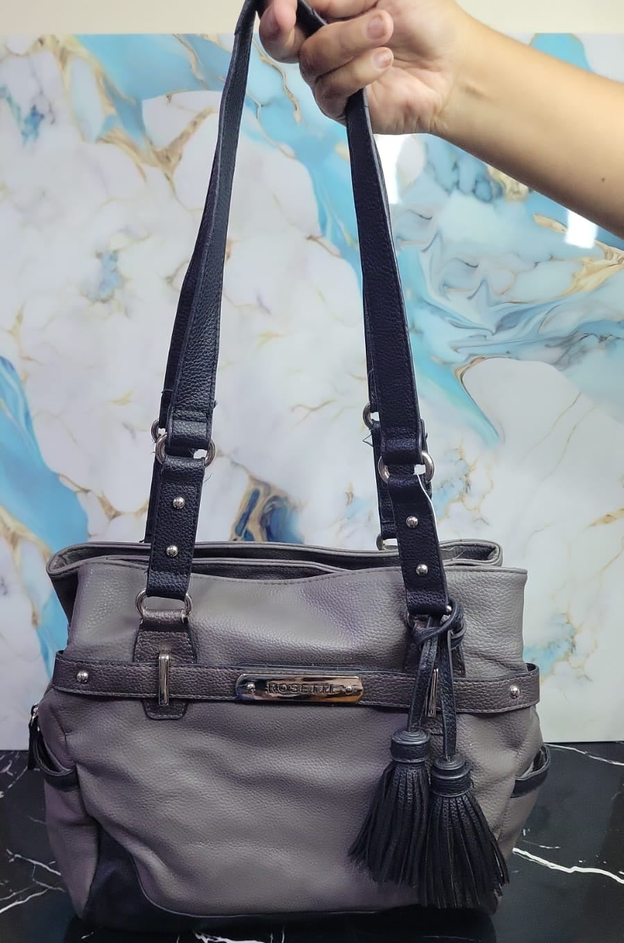 Bolso Hobo Rosetti New York en Piel Sintética Gris